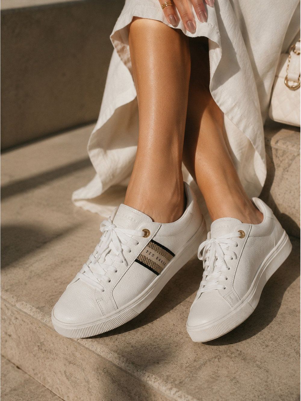 Ted Baker White Lace-Up Platform Sneakers